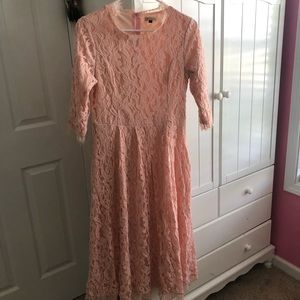 Peach lace dress (with matching sash)
